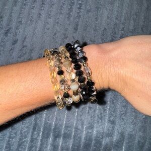 Erimish Black and Gold Beaded Bracelet Set